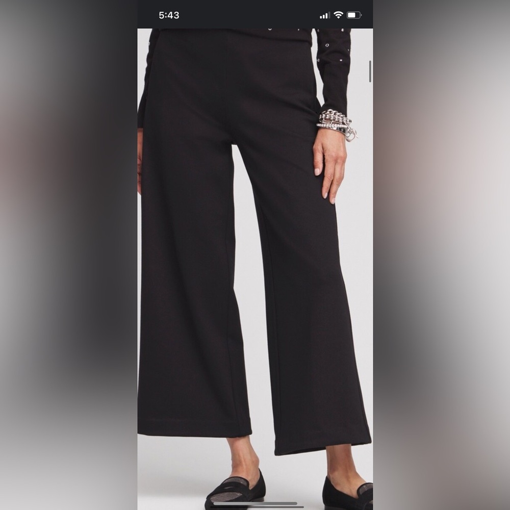 NWT Chico’s Ponte’ ultimate fit wide leg cropped pants stunning! Size M 8/10